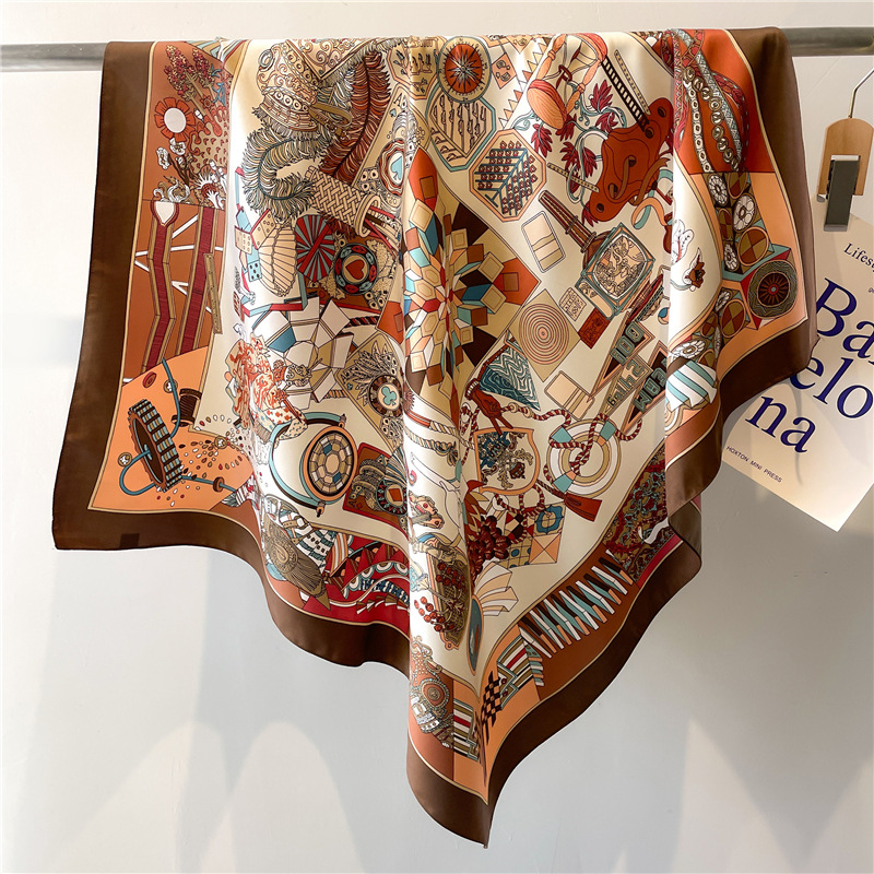 Silk Scarf Square - Syal Sutra Twill Kotak-kotak Baru 2026