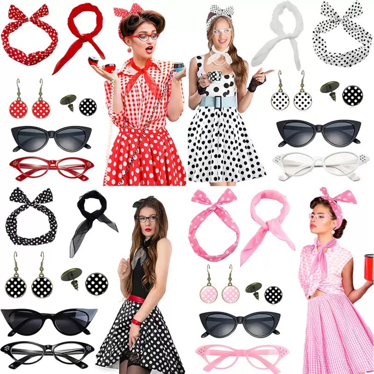 Women'S Accessories In The 1950S - Kostum Pesta Retro Hippie Wanita Tahun