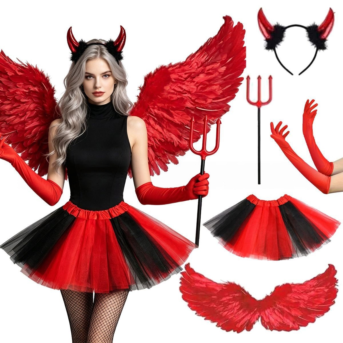 Kostum Cosplay Halloween Setel - Women'S Red Accessories ulasan dan harga