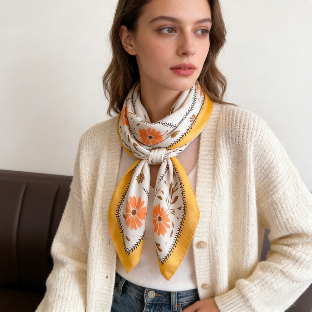 1Pc syal sutra motif baru, sya - Silk Scarf Square ulasan dan harga