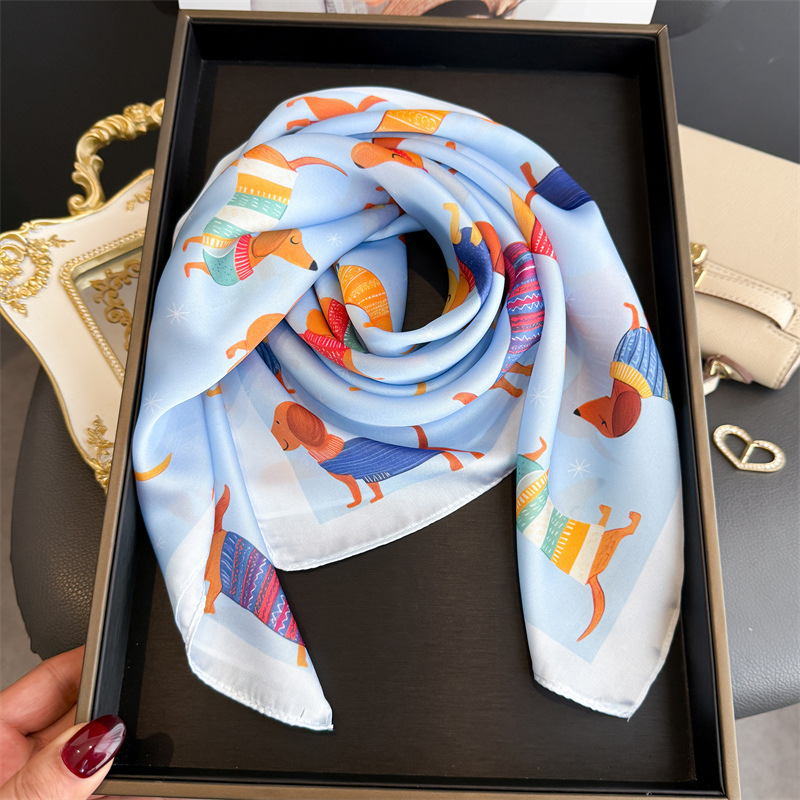 Syal Bandana Motif Anjing Wien - Silk Scarf Square ulasan dan harga